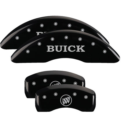 MGP 4 Caliper Covers Engraved Front Buick Engraved Rear Buick Shield Black finish silver ch