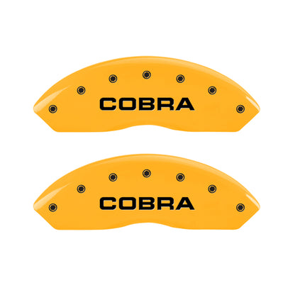 MGP 4 Caliper Covers Engraved Front Cobra Rear Snake Yellow Finish Black Char 2003 Ford Mustang