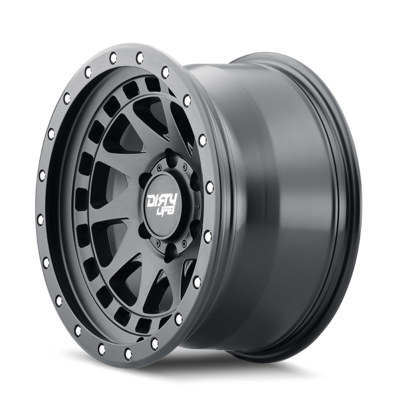 Dirty Life 9311 Enigma Pro 17x9/6x139.7 BP/-12mm Offset/106mm Hub Matte Black Wheel - Beadlock