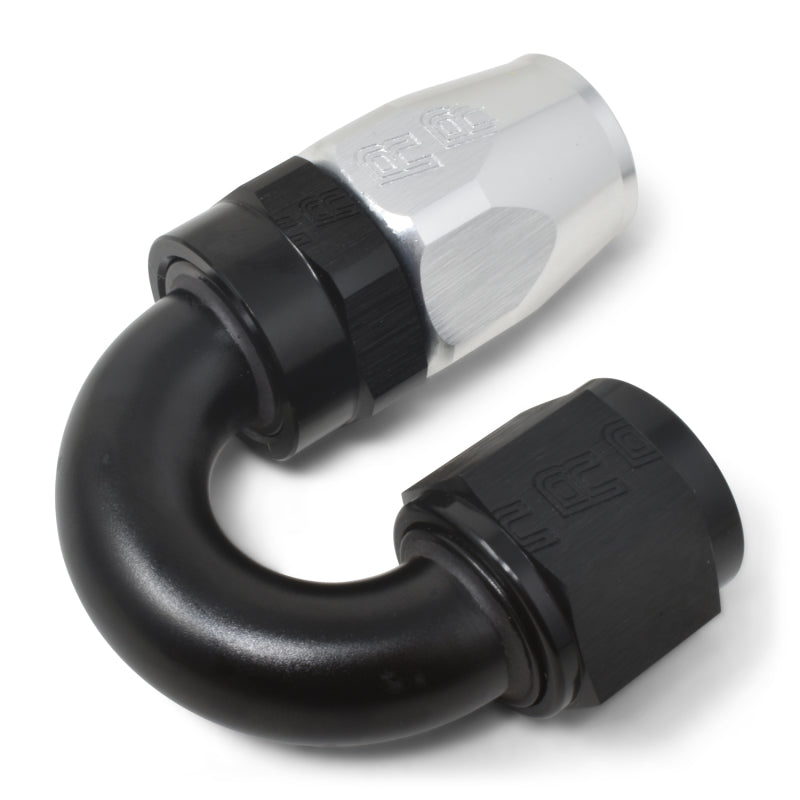 Russell Performance -8 AN Black/Silver 180 Degree Tight Radius Full Flow Swivel Hose End