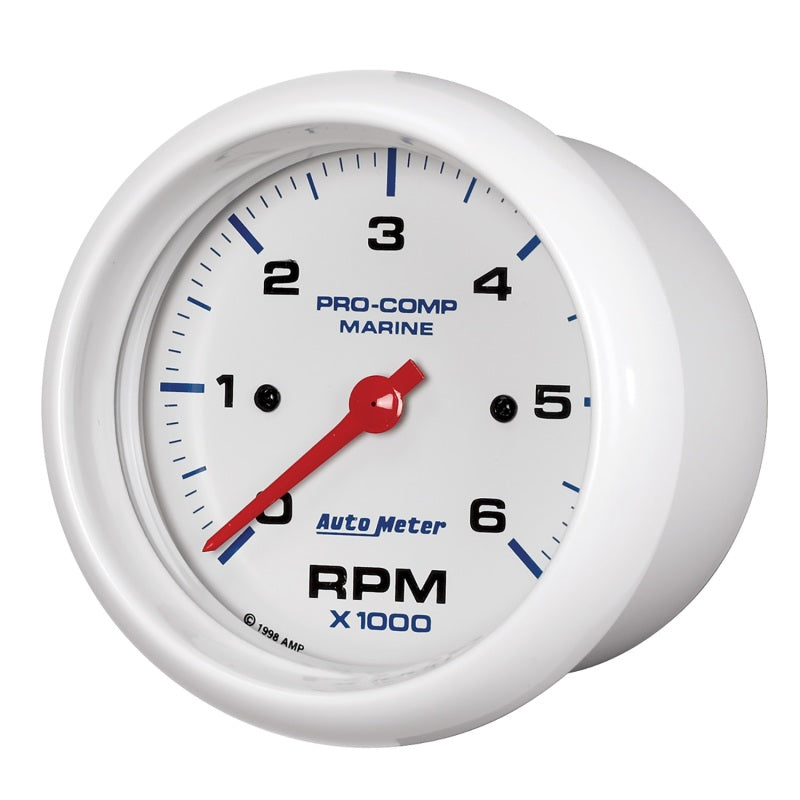 Autometer Marine White Ultra-Lite Gauge 3-3/8in Tachometer 6K RPM