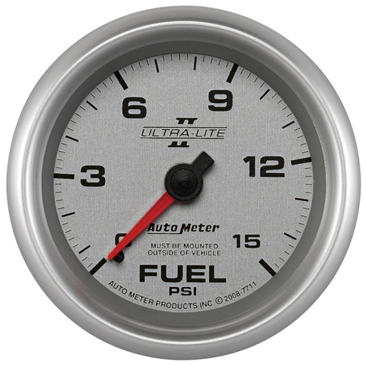 Autometer Ultra-Lite II 2 5/8in 0-15 PSI Mechanical Fuel Pressure Gauge