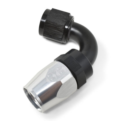 Russell Performance -10 AN Black/Silver 120 Degree Tight Radius Full Flow Swivel Hose End