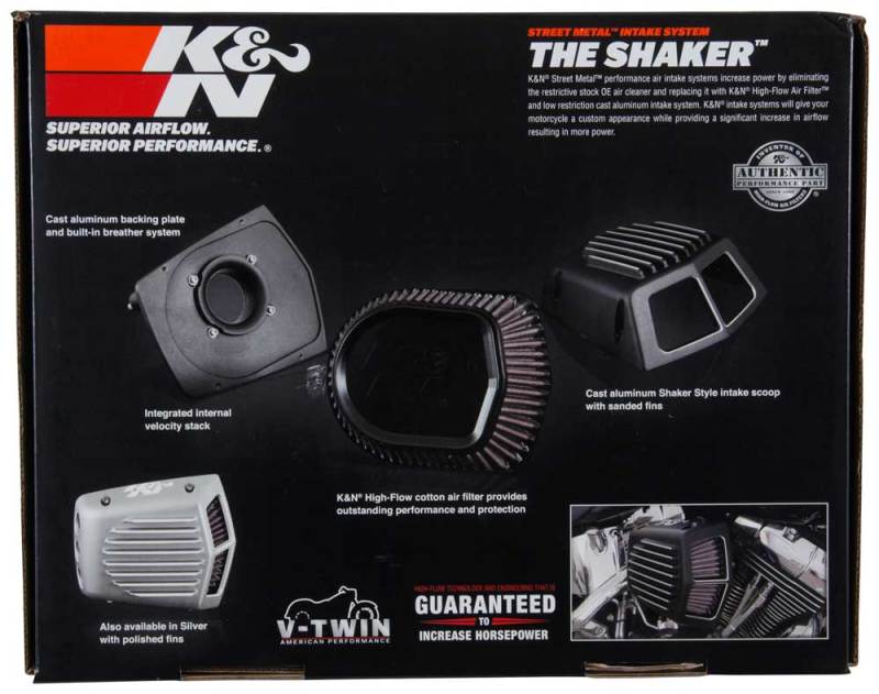 K&N Street Metal Intake System 08-16 Harley Davidson Shaker Silver H/D Touring Models