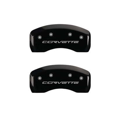 MGP 4 Caliper Covers Engraved Front & Rear C6/Corvette Black finish silver ch