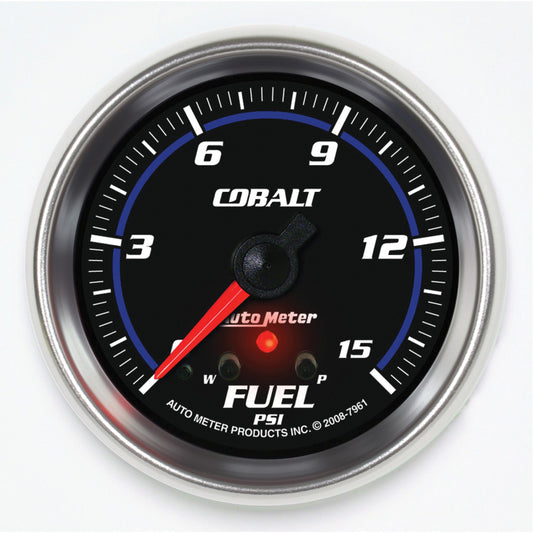 AutoMeter Gauge Fuel Press 2-5/8in. 15PSI Stepper Motor W/ Peak & Warn Cobalt