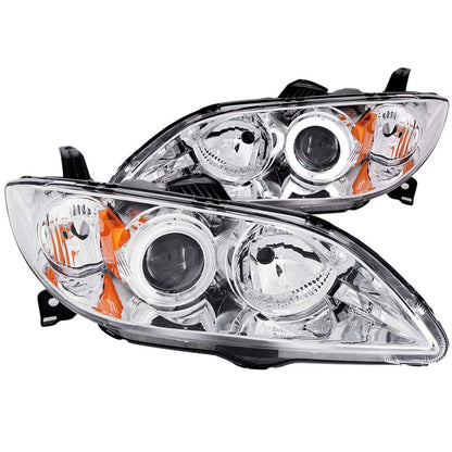 ANZO 2004-2008 Mazda 3 Projector Headlights w/ Halos Chrome