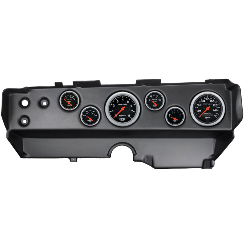 Autometer Sport-Comp 70-74 E-Body/Cuda/Challenger Dash Kit 6pc Tach / MPH / Fuel / Oil / WTMP / Volt