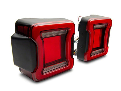 Raxiom 07-18 Jeep Wrangler JK Axial Series JL Style LED Tail Lights- BlkHousing- Red Lens