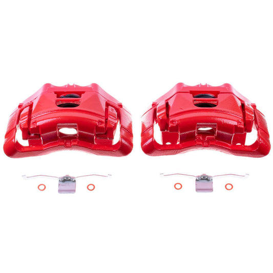 Power Stop 05-09 Audi A4 Front Red Calipers w/Brackets - Pair