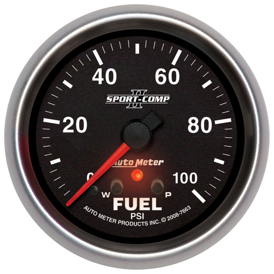 Autometer Sport-Comp II 2-5/8in 0-100 PSI Full Sweep Electronic Fuel Pressure Gauge
