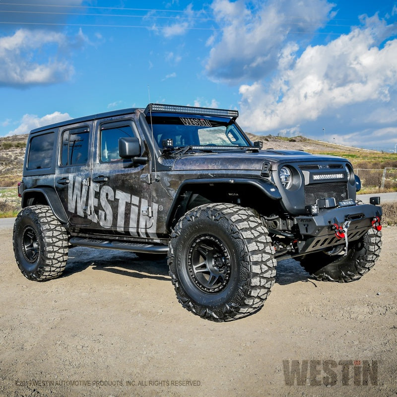 Westin 18-22 Jeep Wrangler JLU 4dr Platinum 4 Oval Nerf Step Bars - Tex. Blk