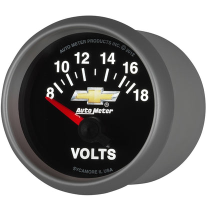 AutoMeter Gauge Voltmeter 2-1/16in. 18V Electric Chevy Gold Bowtie