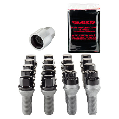 McGard 5 Lug Hex Install Kit w/Locks (Cone Seat Bolt) M14X1.5 / 17mm Hex / 30.5mm Shank L. - Black