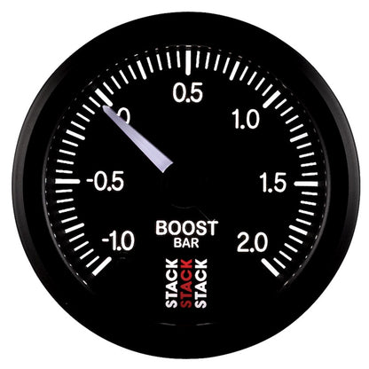 Autometer Stack 52mm -1 to +2 Bar (Incl T-Fitting) Pro Stepper Motor Boost Pressure Gauge - Black