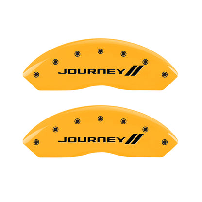 MGP 4 Caliper Covers Engraved Front & Rear With stripes/Journey Yellow finish black ch