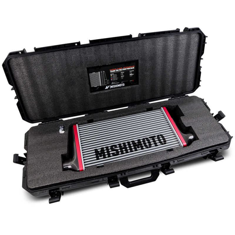 Mishimoto Universal Carbon Fiber Intercooler - Gloss Tanks - 450mm Black Core - C-Flow - R V-Band