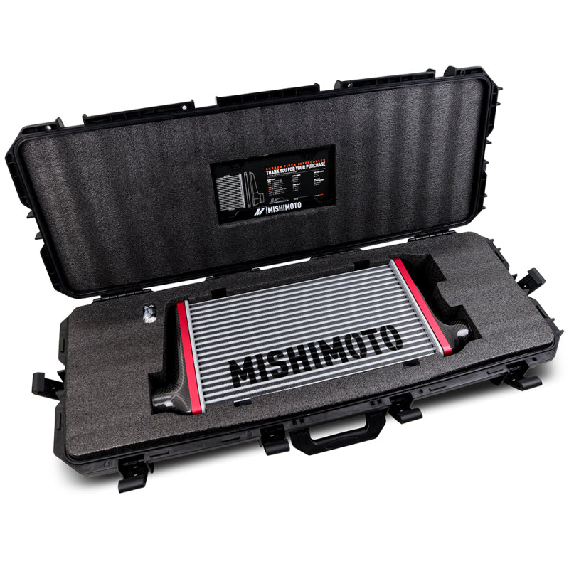 Mishimoto Universal Carbon Fiber Intercooler - Gloss Tanks - 525mm Gold Core - S-Flow - BK V-Band