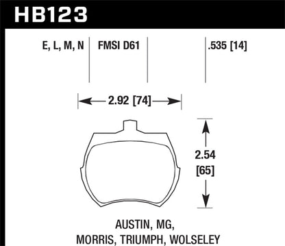 Hawk 66-79 MG Midget / 75-80 Triumph TR7 Blue 9012 Front Race Brake Pads