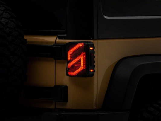 Raxiom 07-18 Jeep Wrangler JK Axial Series Trident LED Tail Lights- Blk Housing (Clear Lens)