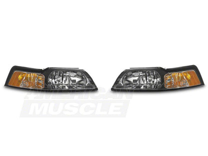 Raxiom 99-04 Ford Mustang Axial Series OE Style Headlights- Chrome Housing (Clear Lens)