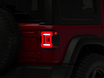 Raxiom 18-23 Jeep Wrangler JL Horizon LED Tail Lights- BlkHousing- Red Lens
