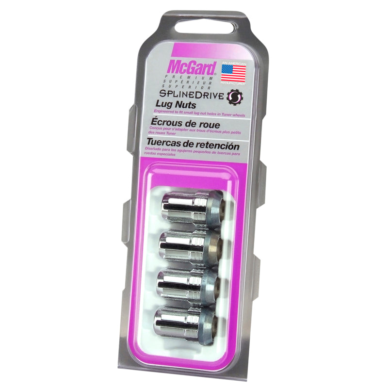 McGard SplineDrive Lug Nut (Cone Seat) M12X1.25 / 1.24in. Length (4-Pack) - Chrome (Req. Tool)