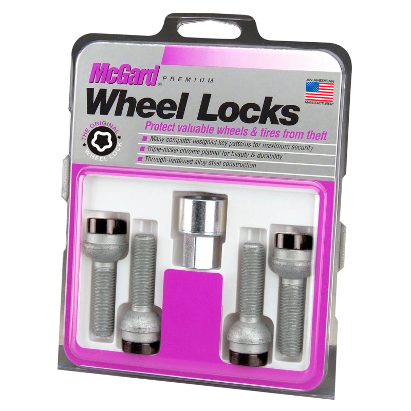 McGard Wheel Lock Bolt Set - 4pk. (Radius Seat) M14X1.5 / 17mm Hex / 45.0mm Shank Length - Black