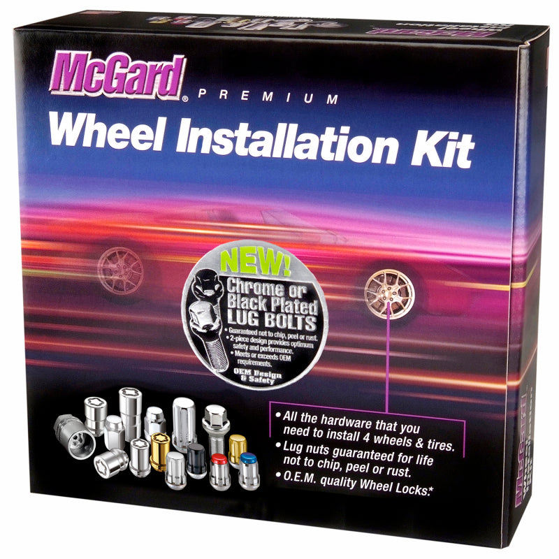 McGard 5 Lug Hex Install Kit w/Locks (Cone Seat Bolt) M14X1.25 / 17mm Hex / 27.5mm Shank L. - Chrome