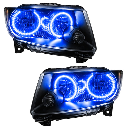 Oracle 11-13 Jeep Grand Cherokee Pre-Assembled Halo Headlights (Non HID) Chrome - Blue NO RETURNS