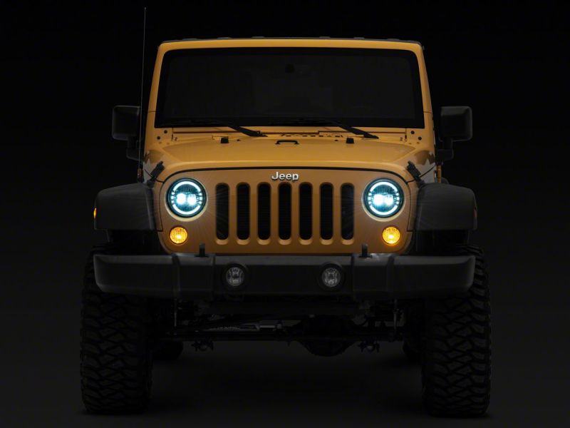 Raxiom 97-18 Jeep Wrangler TJ & JK Axial 7-In LED Headlights w/ DRL- Chrome Housing (Clear Lens)