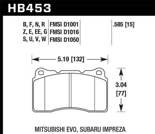 Hawk ER-1 Front Motorsport Brake Pads 03-06 Evo / 04-09 STi / 10+ Camaro SS (Brembo)