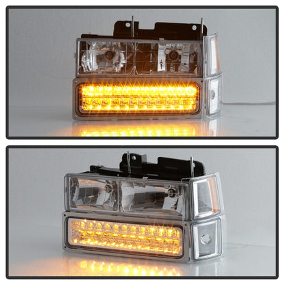 Xtune 92-94 Blazer Full Size Corner/LED Bumper Headlights Chrome HD-JH-CCK88-LED-AM-C-SET