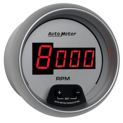 AutoMeter Gauge Tach 3-3/8in. 10K RPM In-Dash Digital Silver Dial W/ Red Led