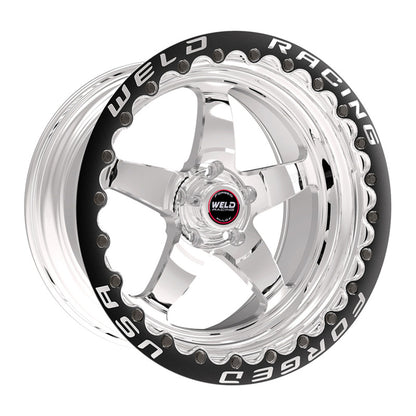 Weld S71 15x10.33 / 5x4.75 BP / 6.5in. BS Polished Wheel (Low Pad) - Black Single Beadlock MT