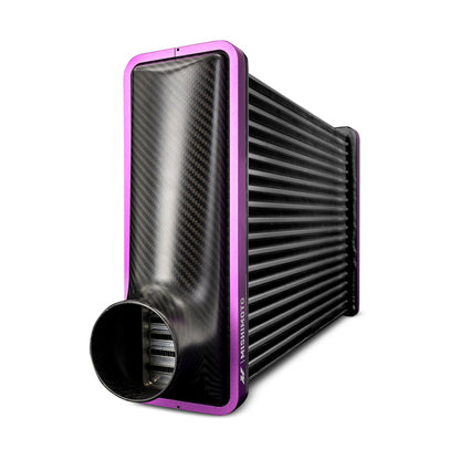 Mishimoto Universal Carbon Fiber Intercooler - Gloss Tanks - 450mm Black Core - C-Flow - BK V-Band