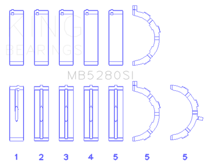King Engine Bearings Ford 281CI/330CI 4.6L/5.4L V8 (Size +0.5) Main Bearing Set