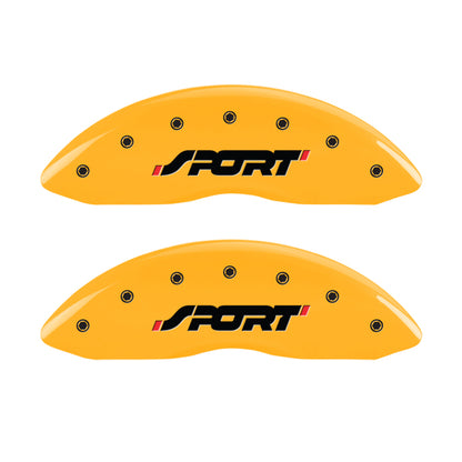 MGP 4 Caliper Covers Engraved Front & Rear SPORT Yellow finish black ch
