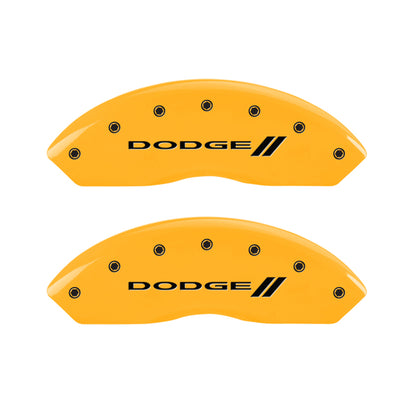 MGP 4 Caliper Covers Engraved F & R Stripes/Dodge Yellow Finish Black Char 2010 Dodge Nitro