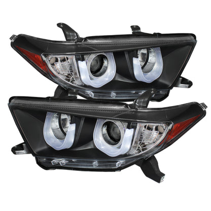 Spyder Toyota Highlander 11-13 Projector Headlights 3D DRL Blk PRO-YD-THLAN11-3DDRL-BK