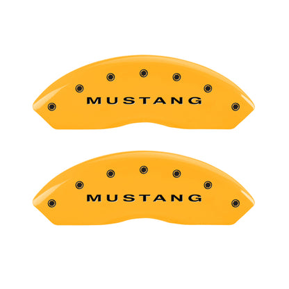 MGP 4 Caliper Covers Engraved Front Mustang - Engraved Rear S197/GT - Yellow Finish Blk Characters