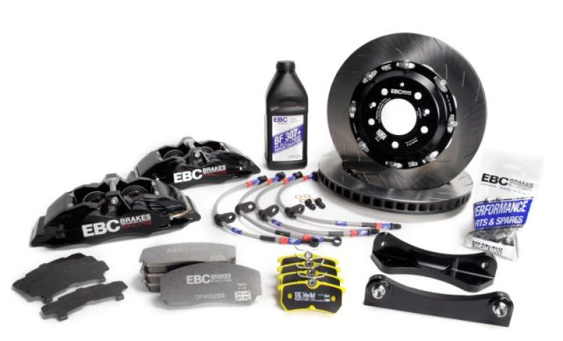 EBC Racing 15-17 Ford Fiesta (Mk7) Black Apollo-4 Calipers 300mm Rotors Front Big Brake Kit