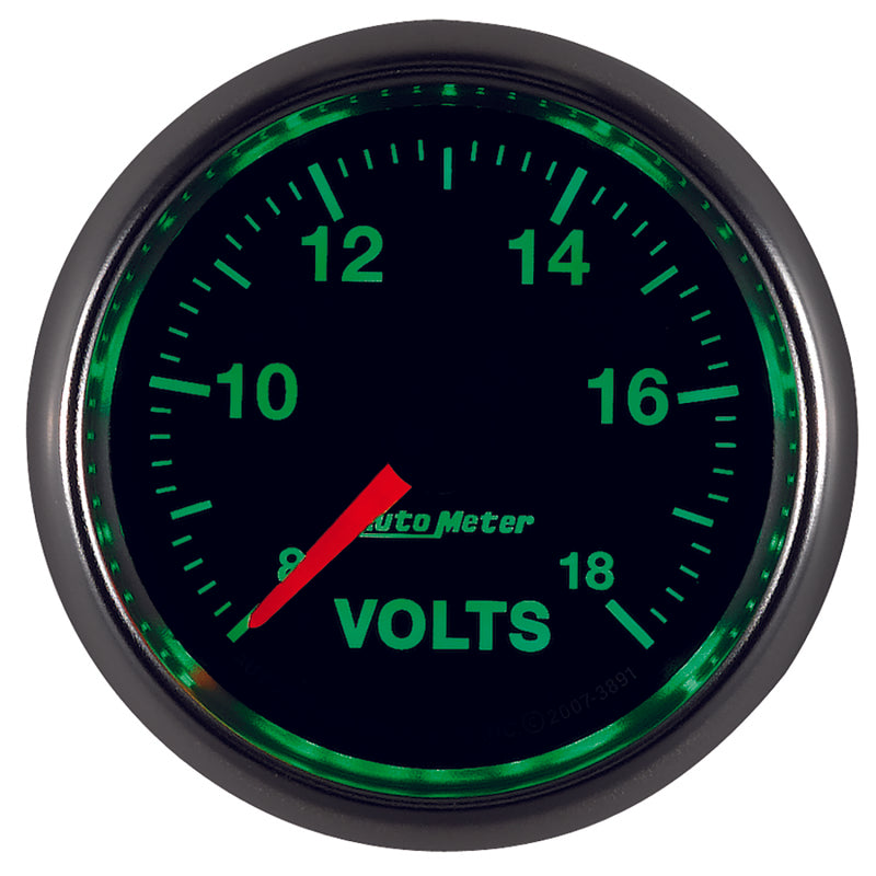 Autometer GS Series 2-1/16in Voltmeter 18V Electrical Gauge Full Sweep