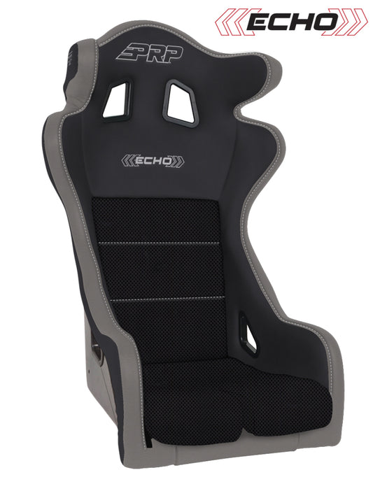 PRP Echo Composite Seat- Black/Grey (PRP Silver Outline/Delta Silver- Silver Stitching)