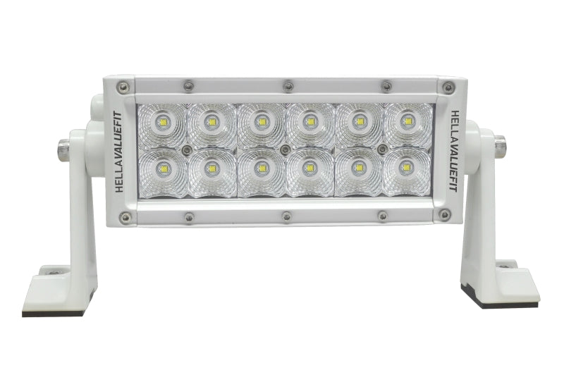 Hella Value Fit 8in Light - 36W Dual Row White Housing Flood Beam - LED
