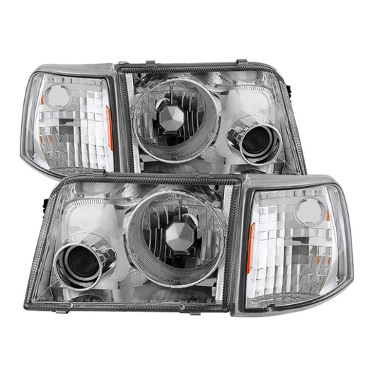 Xtune Ford Ranger 93-97 Projector Headlights w/ Corner Lights Chrome PRO-JH-FR93-SET-C