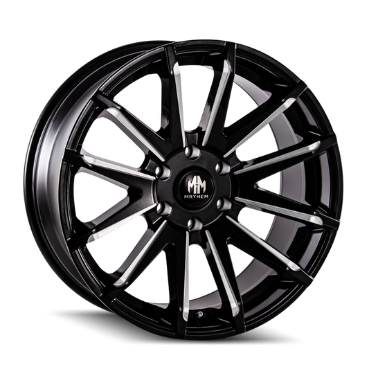 Mayhem 8109 Crossfire 20x9.5 / 6x139.7 BP / 25mm Offset / 106mm Hub Black w/ Milled Spokes Wheel