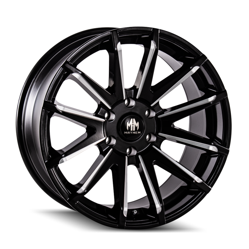 Mayhem 8109 Crossfire 22x9.5 / 6x139.7 BP / 25mm Offset / 106mm Hub Black w/ Milled Spokes Wheel