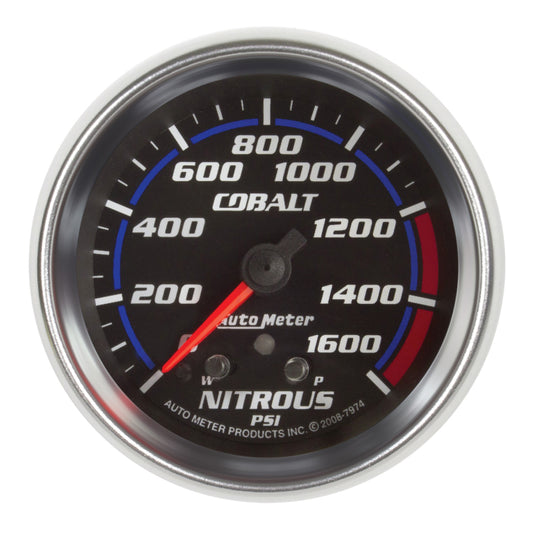 AutoMeter Gauge Nitrous Press 2-5/8in. 1600PSI Stepper Motor W/ Peak & Warn Cobalt