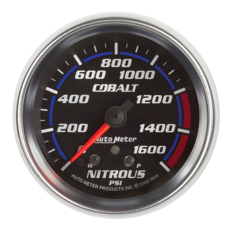 AutoMeter Gauge Nitrous Press 2-5/8in. 1600PSI Stepper Motor W/ Peak & Warn Cobalt